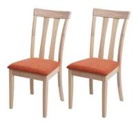 2x Chaise De Salle À Manger Hwc-G46 Tissu/Textile Bois Massif Cadre Naturel, Orange Multicolore