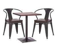 Set table de bistrot 2x chaise de salle à manger HWC-H10d, chaise table chaise de cuisine gastronomie MVG ~ noir-brun, table brun foncé