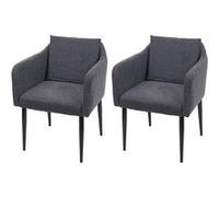 2x Chaise de salle à manger HWC-H93, chaise de cuisine chaise longue tissu/textile gris foncé