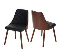 2x Chaise De Salle À Manger Osijek, Fauteuil, Aspect Noix, Bois Cintré Similicuir, Noir Noir