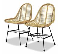 2x Chaise de Salle à Manger Rotin Naturel Noir Fauteuil Meuble de Salon vidaXL
