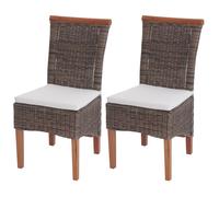 2x Chaise De Salle À Manger Savona, Fauteuil, Rotin Avec Coussin