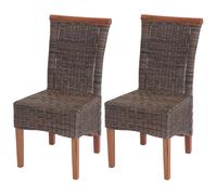 Mendler Chaise de salle à manger Savona – rotin sans coussin, lot de 2 Multicolore G