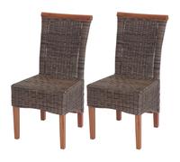 2x Chaise De Salle À Manger Savona, Fauteuil, Rotin Sans Coussin Multicolore