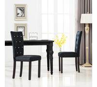 2x Chaise de Salle à Manger Velours Noir Chaise de Cuisine Siège vidaXL