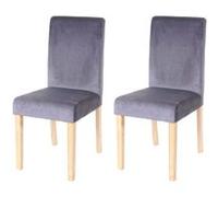 2x chaise de séjour Littau, fauteuil, velours tissu gris, pieds clairs
