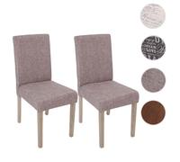 2x chaise de séjour Littau ~ tissu gris, pieds: structure chêne
