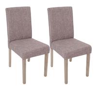 lot de 2 chaises de salle à manger Littau, chaise de cuisine ~ textile, gris, pieds structure - chêne