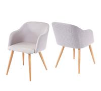 2x Chaise De Séjour/Salle À Manger Hwc-D71, Fauteuil, Design Rétro, Accoudoirs, Tissu Gris Clair Multicolore
