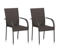 2x Chaise d'Extérieur Empilable Résine Tressée Marron Chaise de Jardin vidaXL