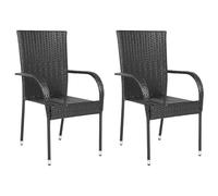 2x Chaise d'Extérieur Empilable Résine Tressée Marron Chaise de Jardin vidaXL