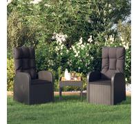 2x Chaise Inclinable de Jardin et Coussins Résine Tressée Extérieur vidaXL