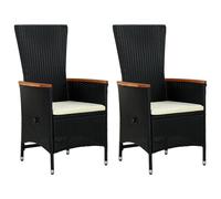 2x Chaise Inclinable de Jardin et Coussins Résine Tressée Extérieur vidaXL
