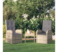 2x Chaise Inclinable de Jardin et Coussins Résine Tressée Extérieur vidaXL