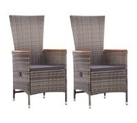 2x Chaise Inclinable de Jardin et Coussins Résine Tressée Extérieur vidaXL