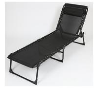 2X Chaise Longue De Jardin Terrasse Balcon Mobilier 2 Chaises Noires