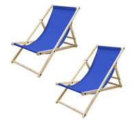 2x Chaise longue jardin pliante bain de soleil plage chilienne bleu foncé 120 kg