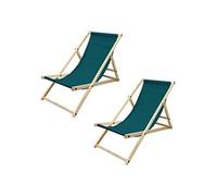 Chaise longue - transat ECD Germany 2x Chaise longue jardin pliante bain de soleil plage chilienne vert foncé 120 kg