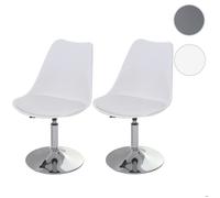 Mendler Chaise pivotante Malmö T501 Lot de 2, réglable en hauteur, similicuir, blanc
