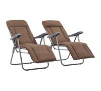2x Chaise Pliable Jardin Coussin Gris Camping Terrasse Patio Fauteuil vidaXL