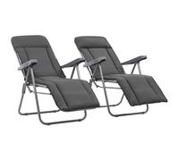 2x Chaise Pliable Jardin Coussin Gris Camping Terrasse Patio Fauteuil vidaXL