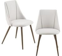 2x Chaise rembourrée Chaise design Chaise de salle à manger Lot de 2 Textile Beige Chaise de bureau avec pieds métalliques imitation bois 2 pcs. [en.casa]