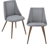 2x Chaise rembourrée Chaise design Chaise de salle à manger Lot de 2 Textile Gris Chaise de bureau avec pieds métalliques imitation bois 2 pcs. [en.casa]