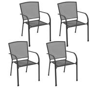 2x Chaise Salle à Manger d'Extérieur Empilable Maille Chaise à Manger vidaXL