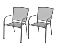 2x Chaise Salle à Manger d'Extérieur Empilable Maille Chaise à Manger vidaXL