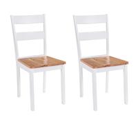 2x Chaise Salle à Manger Hévéa Blanc Chaise à Manger Chaise de Cuisine vidaXL