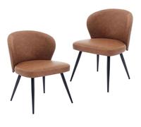 2x Chaise salle a manger - SALUT- Vintage - Chaises de cuisine modernes en cuir,MARRON