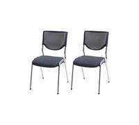 2x chaise visiteur T401 tissu textile siège gris foncé pieds chromés