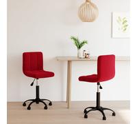 2x Chaises à Dîner Pivotantes Rouge Bordeaux Velours Salle à Manger vidaXL