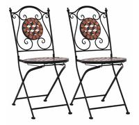 2x Chaises de Bistrot Mosaïque Marron Céramique Jardin Balcon Terrasse vidaXL