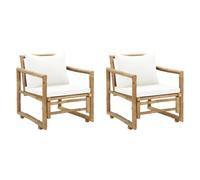 2x Chaises de Jardin avec Coussins Bambou Patio Terrasse Extérieur vidaXL
