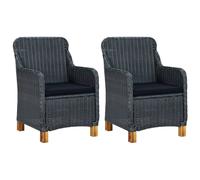 2x Chaises de Jardin avec Coussins Gris Clair Résine Tressée Fauteuils vidaXL