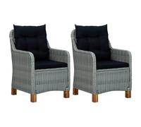 2x Chaises de Jardin avec Coussins Gris Clair Résine Tressée Fauteuils vidaXL