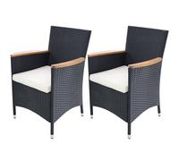 2x Chaises de Jardin avec Coussins Résine Tressée Fauteuil Extérieur vidaXL
