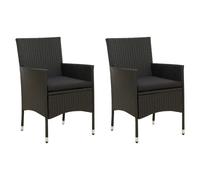 2x Chaises de Jardin avec Coussins Résine Tressée Noir Fauteuils Patio vidaXL