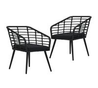 2x Chaises de Jardin avec Coussins Résine Tressée Noir Siège Patio vidaXL