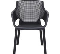 2x chaises de jardin chaise empilable 'Easy' chaise de terrasse - chaises empilables 80cm chaise de balcon plastique graphite empilable jardin, terrasse & balcon