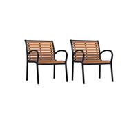vidaXL 2x Chaises de Jardin Chaises de Terrasse Fauteuils de Patio Sièges de Terrasse Fauteuils d'Extérieur Sièges de Jardin Acier et WPC Noir G