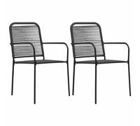 2x Chaises de Jardin Corde en Coton et Acier Terrasse Salle à Manger vidaXL