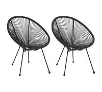 2x Chaises de Jardin en Forme de Lune Rotin Noir Sièges Patio Terrasse vidaXL
