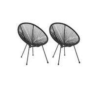 2x Chaises de Jardin en Forme de Lune Rotin Noir Sièges Patio Terrasse vidaXL