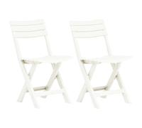 vidaXL Chaises de jardin pliables Résistantes aux intempéries - Lot de 2 - Plastique blanc