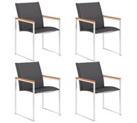 2x Chaises de Jardin Textilène et Acier Inoxydable Patio Terrasse vidaXL