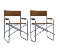 2x Chaises de Metteur en Scène Acier Gris Jardin Camping Extérieur vidaXL