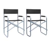 2x Chaises de Metteur en Scène Acier Noir Jardin Camping Extérieur vidaXL