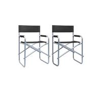 2x Chaises de Metteur en Scène Acier Noir Jardin Camping Extérieur vidaXL